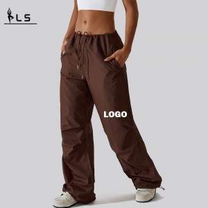 SC10113 Wide-Leg Casual Pants Women \\\\\'s American Style Shawstring Straight Mockings Baggy Pants