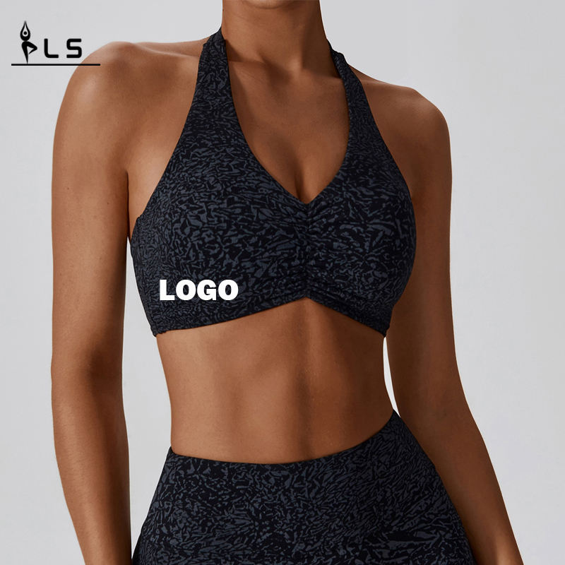 SC10133 78%nylon a 22% Spandex Halter prodyšný rychlý suchý rychlý suchý fitness tělocvična Jóga Oděje běžící podprsenka pro ženy