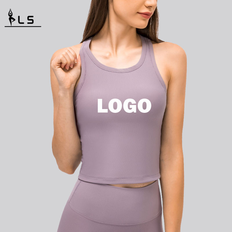 SC10255 TOPS Rychle suchénamontovanénádrž Tank Top Gym Sports Jóga Ořízněná jógovánádrže s polštářky