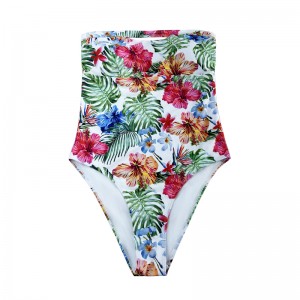 Sexy bez ramínek tisk etnický jednodílný